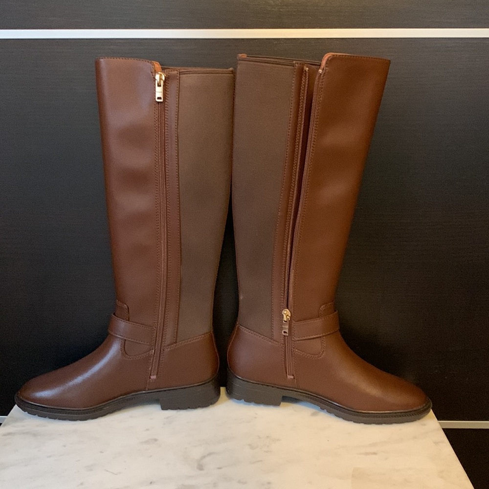 Coach Farrah Logo Buckle Tall Riding Boots in Brown - Picture 5 of 15